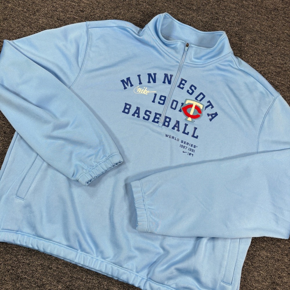 Nike Minnesota Twins Pullover Womens XXL Blue Quarter Zip World Series Baseball